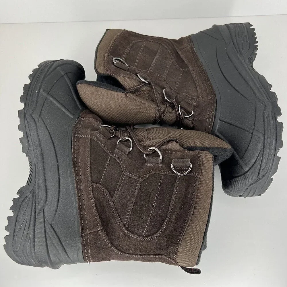 Totes Brown/Black Lined Mens Size 8 Weatherproof Waterproof Winter Duck Boots